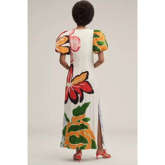 By Anthropologie Puff-Sleeve A-Line Maxi Dress 2X - Picture 4 of 4